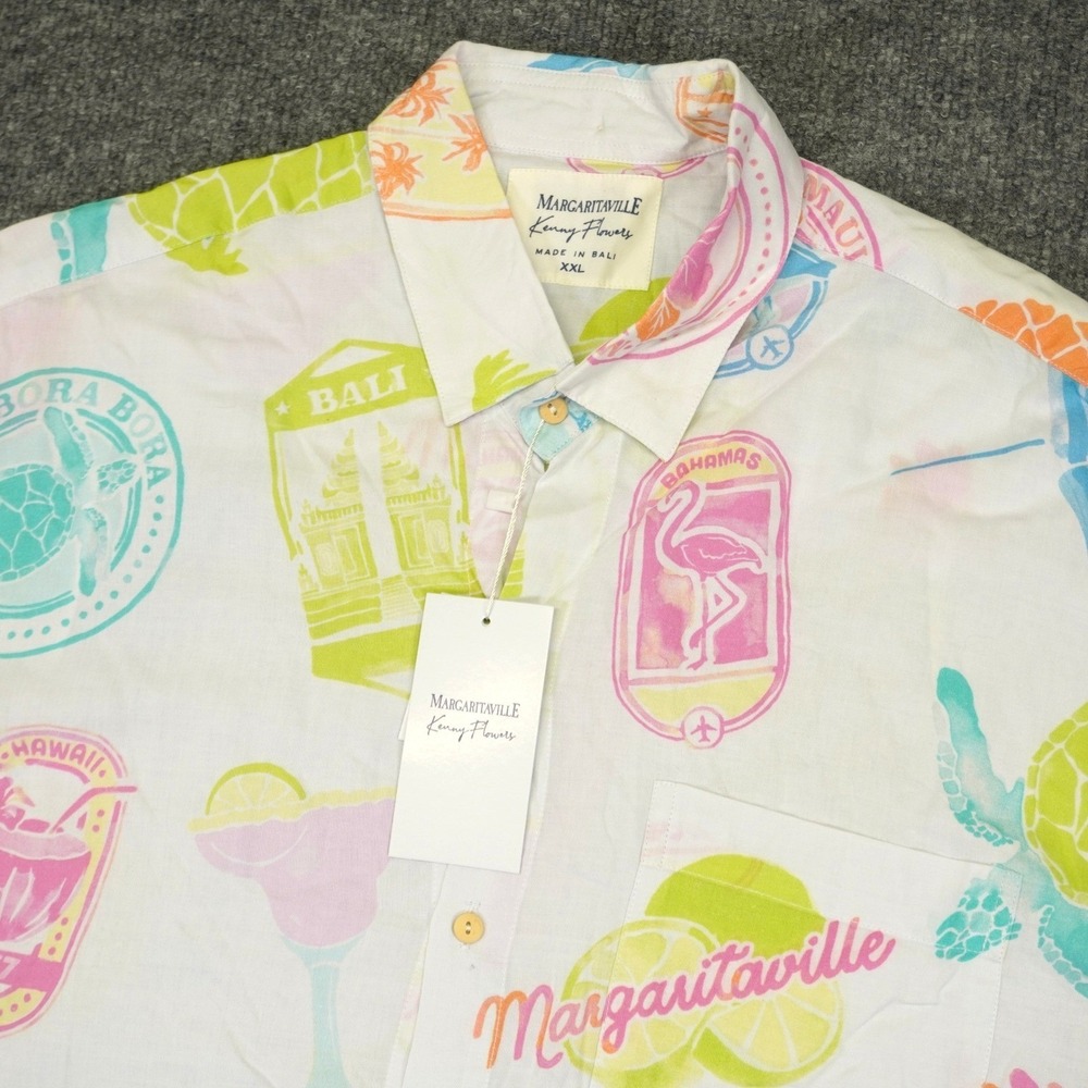 NEW Margaritaville Kenny Flowers Shirt Mens XXL White Changes In Latitude Rayon - Picture 2 of 10
